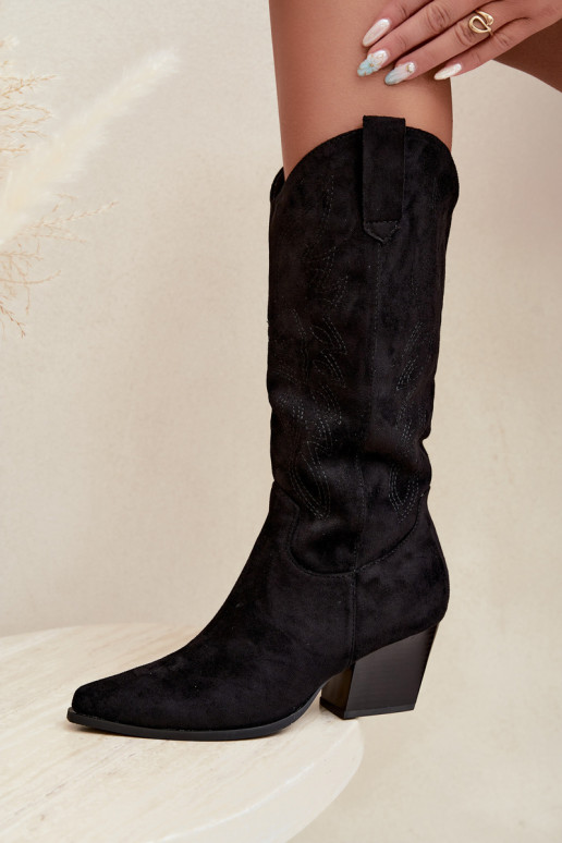 Bottes longues style cowboy avec talons en couleur noire Hartley