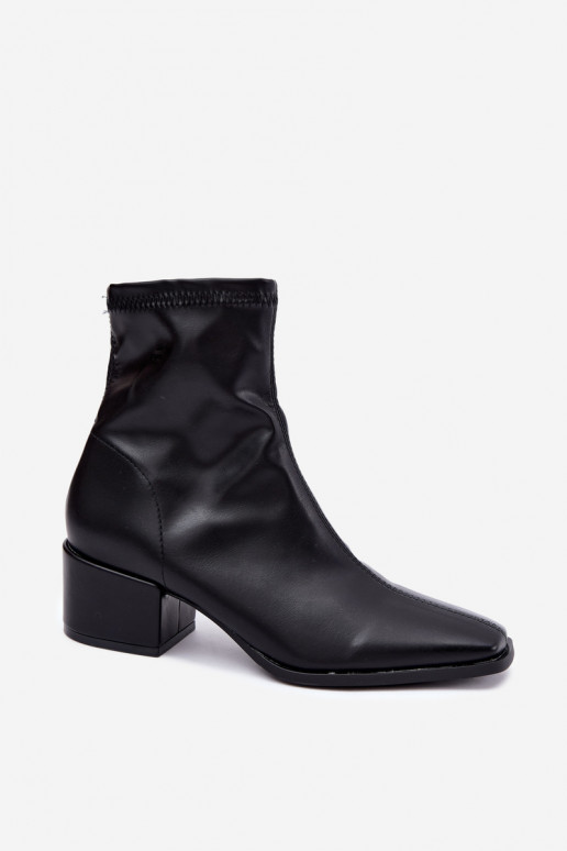 Bottines à talons pour femmes de type Klocek en simili cuir noir Rosley