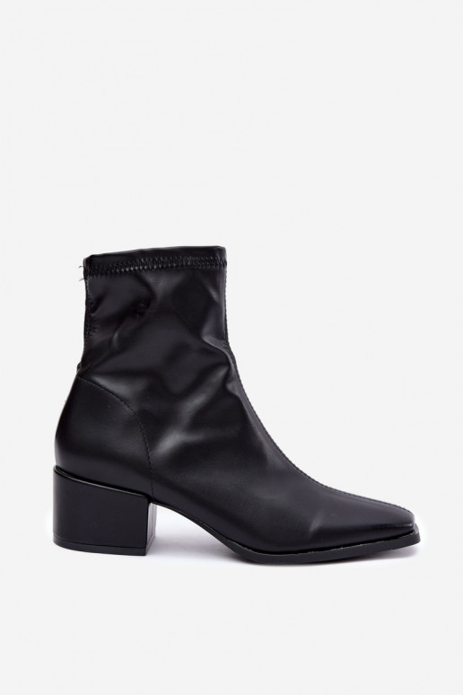 Bottines à talons pour femmes de type Klocek en simili cuir noir Rosley