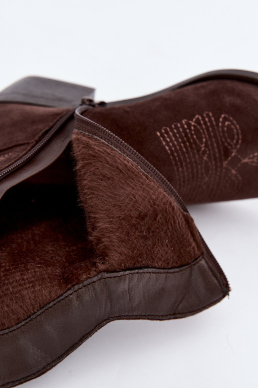 gefütterte Cowboy-Stiefeletten mit Absatz in Schokoladenfarbe Corlie