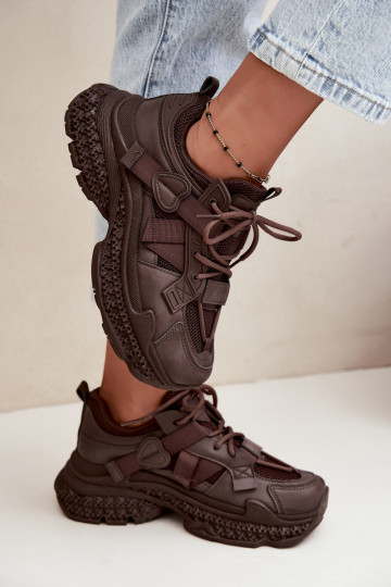 sneakers met strepen in chocoladekleur Ellery