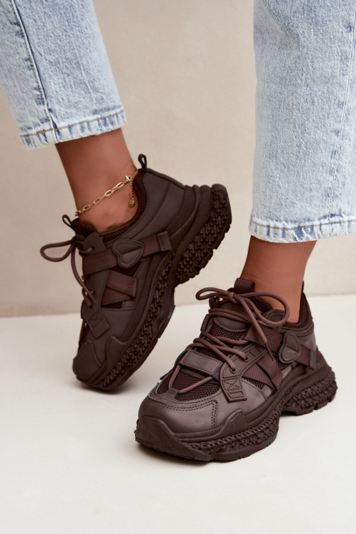sneakers met strepen in chocoladekleur Ellery