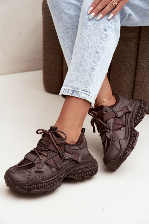 sneakers à rayures en couleur chocolat Ellery