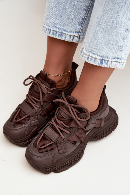 sneakers à rayures en couleur chocolat Ellery