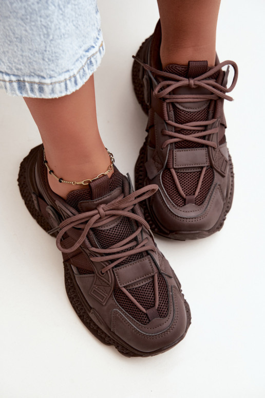 sneakers met strepen in chocoladekleur Ellery