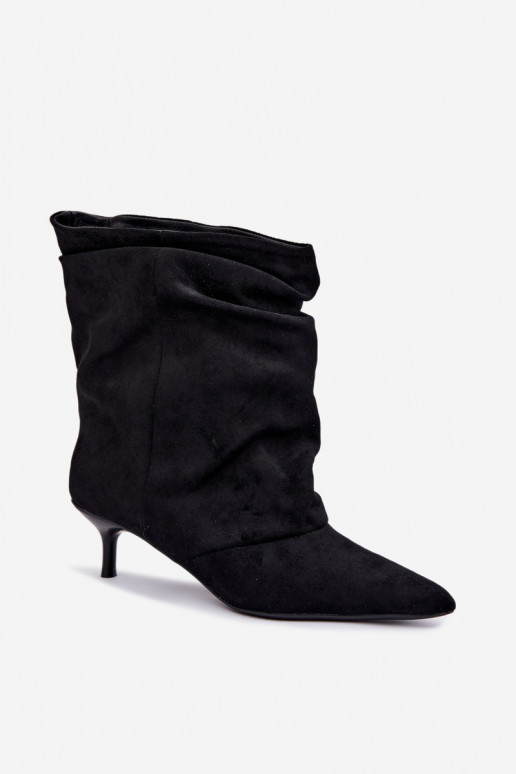 bottines slouchy à enfiler avec talons en couleur noire Farren