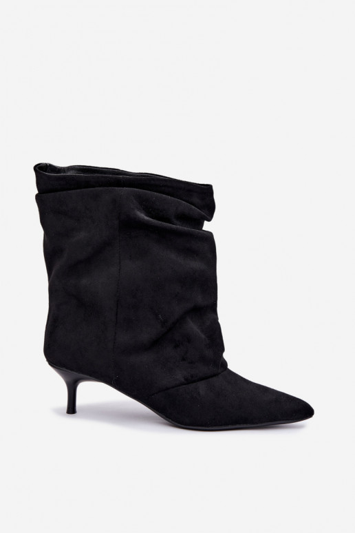 slouchy instap enkellaarsjes met hak in zwarte kleur Farren