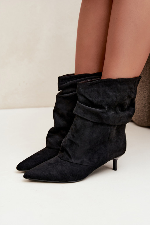 bottines slouchy à enfiler avec talons en couleur noire Farren