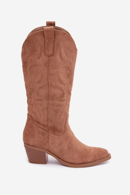 bottes cowboy longues avec talons en couleur marron INesly