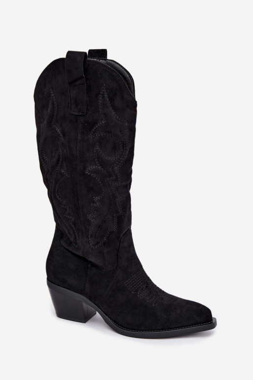 bottes cowboy longues avec talons en couleur noire INesly