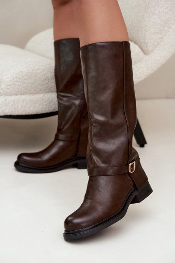 bottes longues pour femmes avec boucles en couleur chocolat Elland