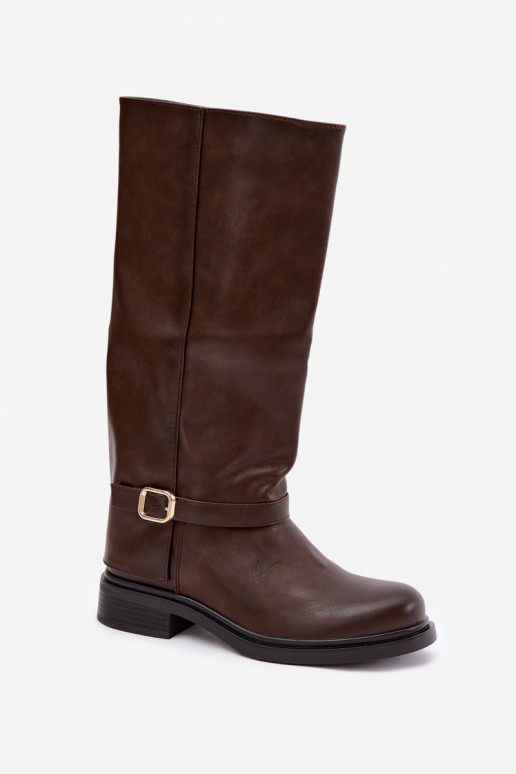 bottes longues pour femmes avec boucles en couleur chocolat Elland