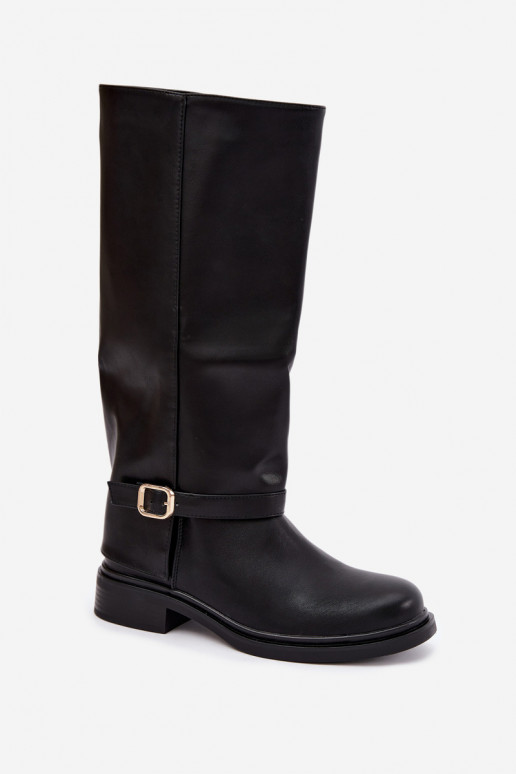 bottes hautes pour femmes avec boucles en noir Elland