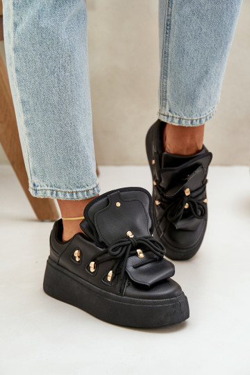 Damen Sneakers mit Plattform in schwarz