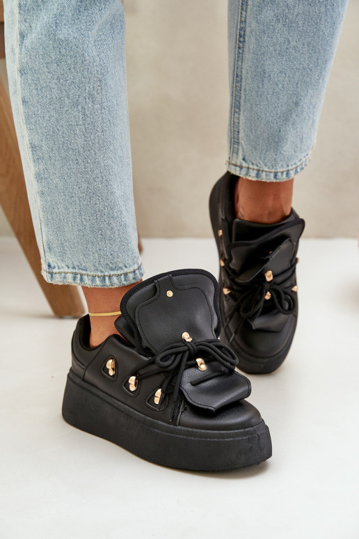 Damen Sneakers mit Plattform in schwarz