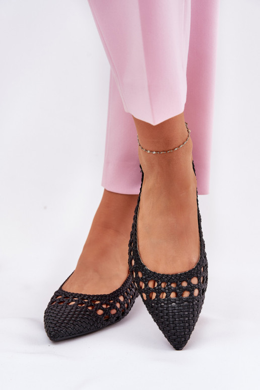 ballerines avec talons larges en noir