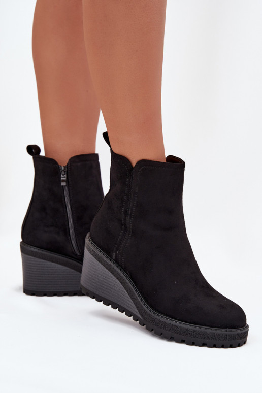 bottines isolées en daim synthétique en noir
