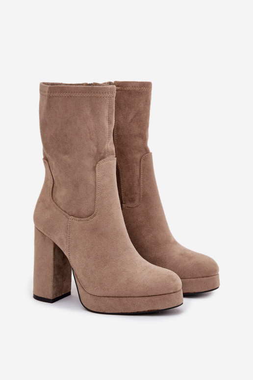 bottines pour femmes en daim synthétique en sable
