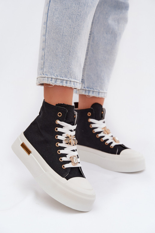 Zwarte casual schoenen met platform en gespen Gracella