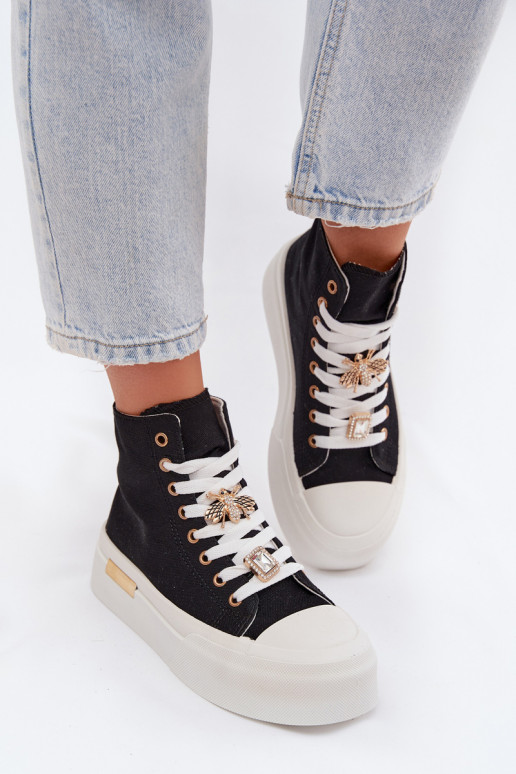Zwarte casual schoenen met platform en gespen Gracella