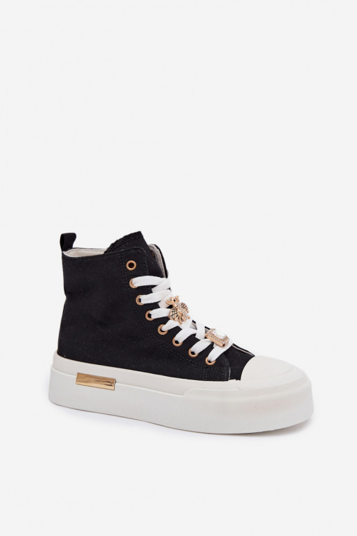 Zwarte casual schoenen met platform en gespen Gracella