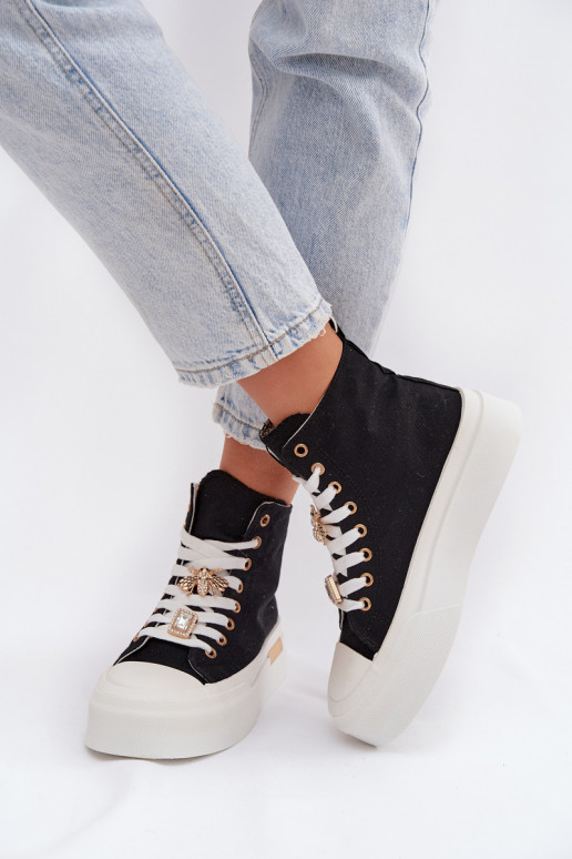 Zwarte casual schoenen met platform en gespen Gracella