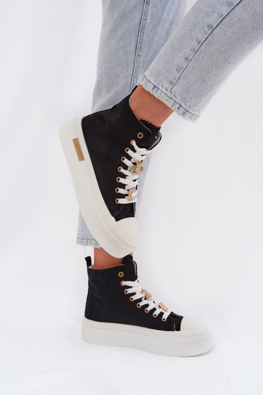 Zwarte casual schoenen met platform en gespen Gracella