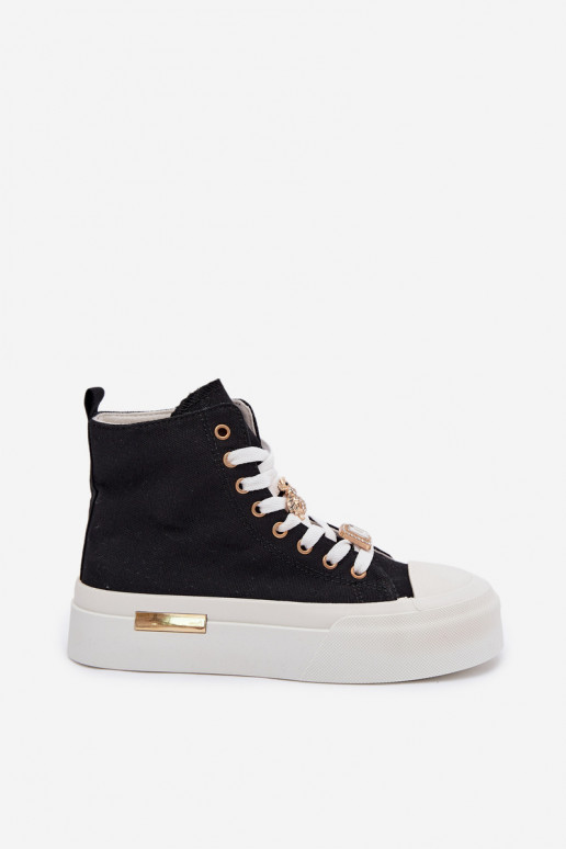 Zwarte casual schoenen met platform en gespen Gracella