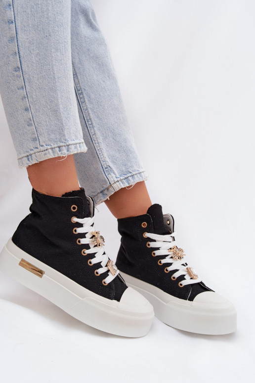 Chaussures décontractées noires avec plateforme et boucles Gracella