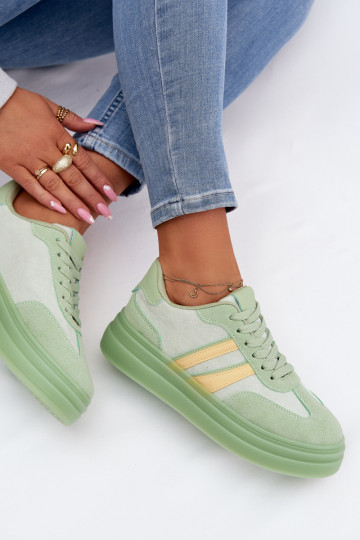 Groene dames sneakers met platform Galleria