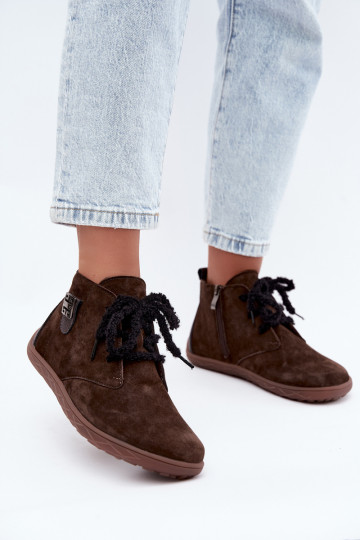 Chaussures barefoot en daim synthétique pour femmes en couleur chocolat Abera