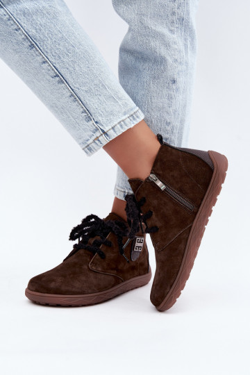 Faux suède barefoot schoenen voor dames in chocoladekleur Abera 2