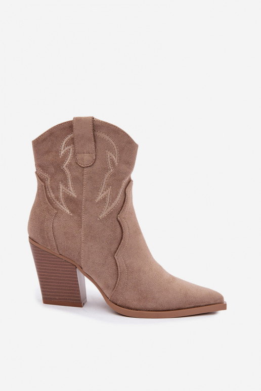 Bottines style cowboy pour femmes avec talons en couleur sable Berella