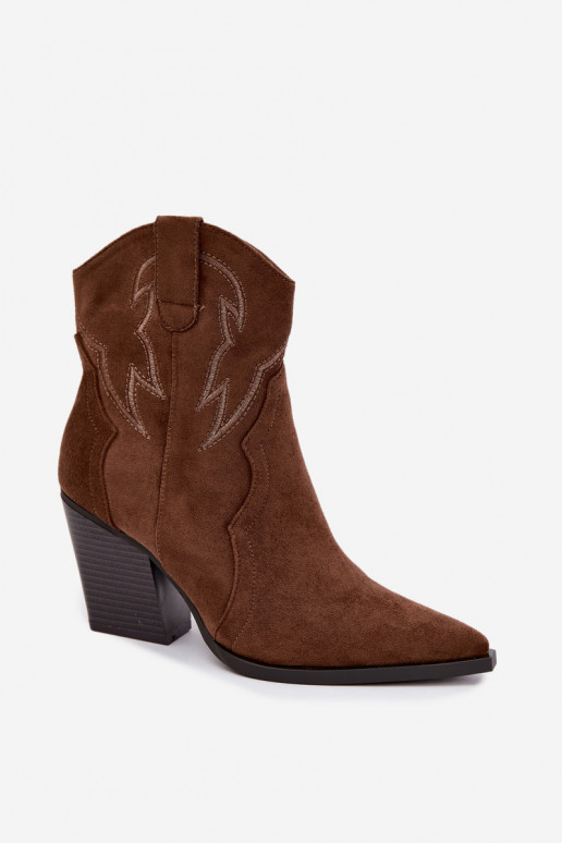 Bottines style cowboy pour femmes avec talons en couleur marron Berella
