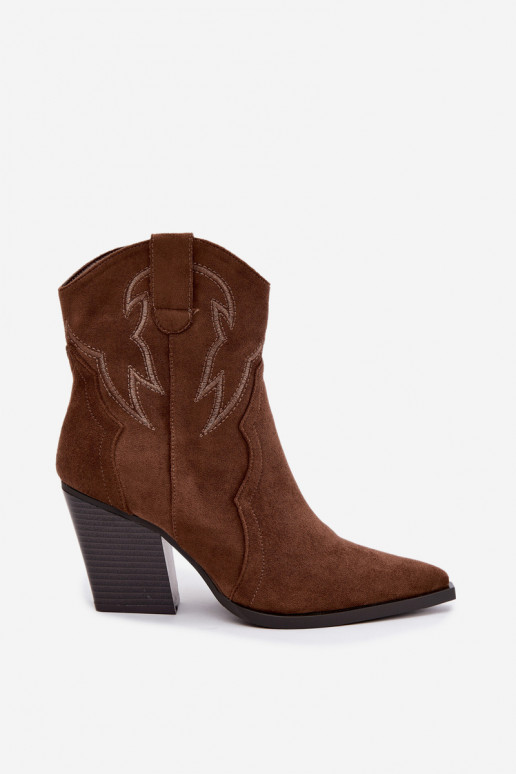 Cowboy-stijl enkellaarsjes voor dames met hakken in bruine kleur Berella