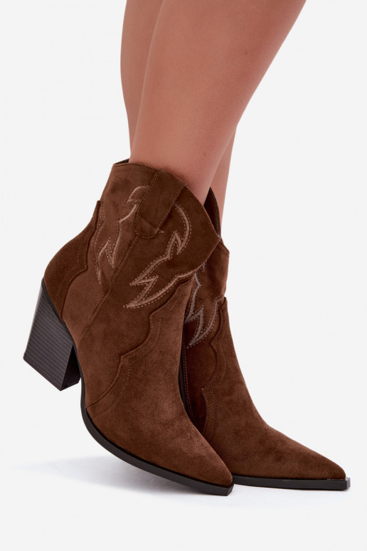 Cowboy-Stil Stiefeletten für Frauen mit Absätzen in brauner Farbe Berella