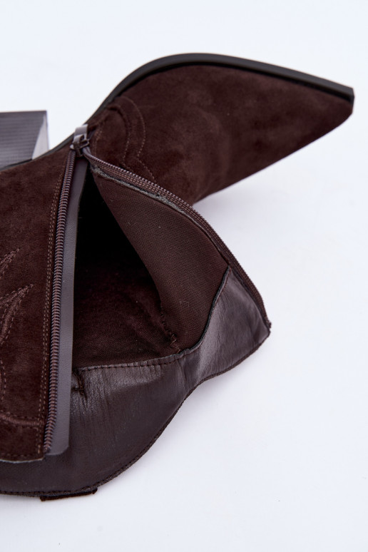 Cowboy-Stil Stiefeletten für Frauen mit Absätzen in Schokoladenfarbe Berella
