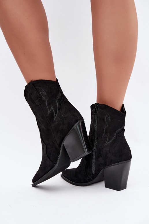 Bottines style cowboy pour femmes avec talons en couleur noire Berella