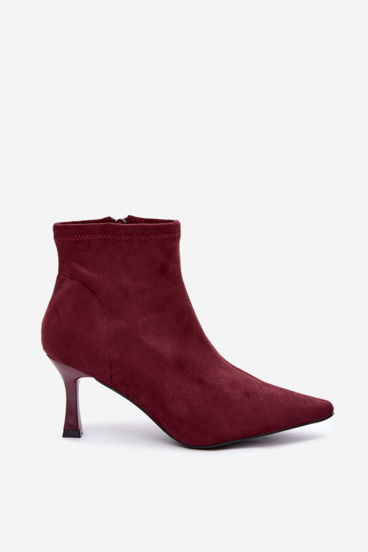 Damen Stiefeletten auf schmalem Absatz mit Nähten in Bordeauxfarbe Clancy