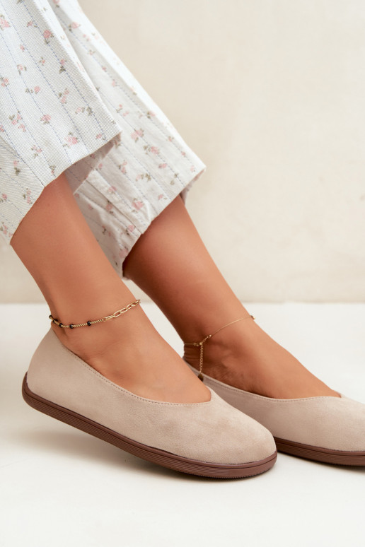 Dames ballerina's Barefoot in zandkleur Hollin