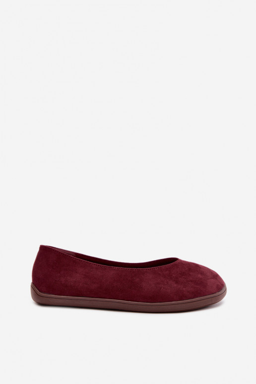 Dames ballerina's Barefoot in bordeauxkleur Hollin