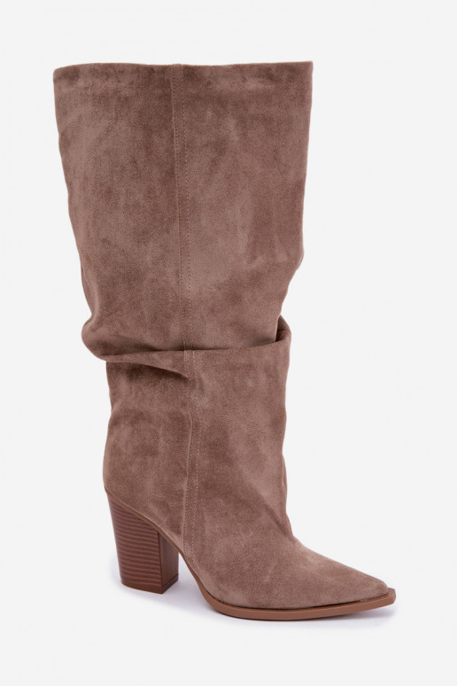 Bottes chaki à talons et volants Jensy