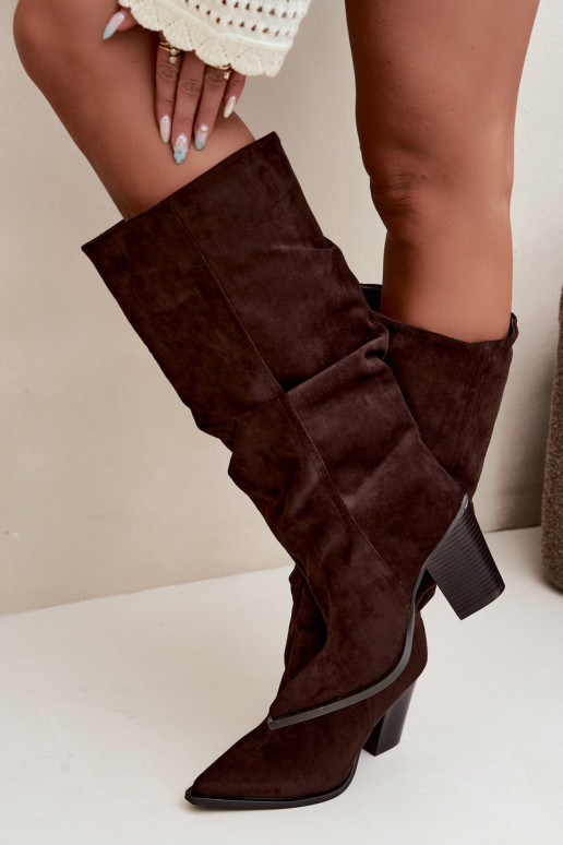 Bottes chocolat à talons et volants Jensy