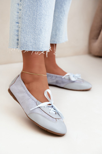 Blauwe sportieve ballerina's met stijlvolle details Peonia