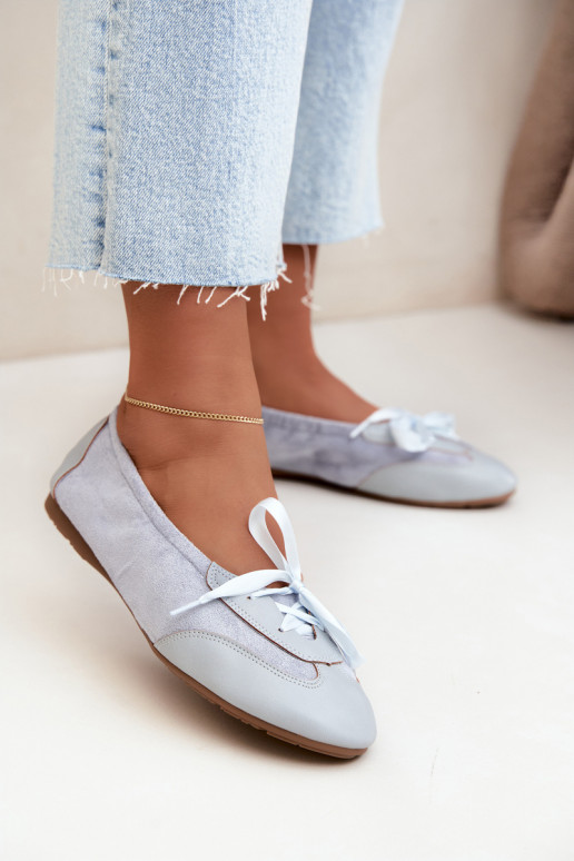 Blauwe sportieve ballerina's met stijlvolle details Peonia