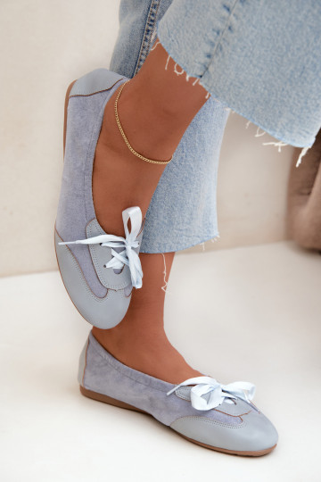 Blauwe sportieve ballerina's met stijlvolle details Peonia 2