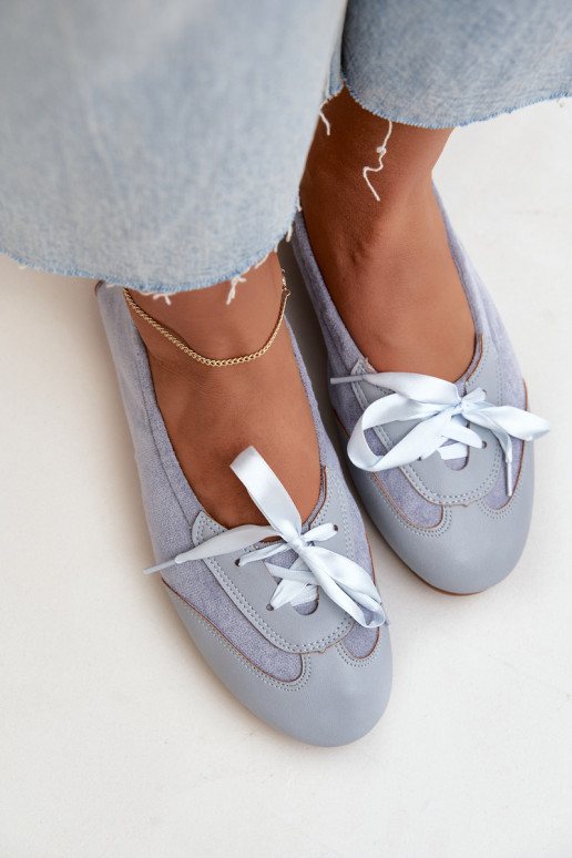 Blauwe sportieve ballerina's met stijlvolle details Peonia