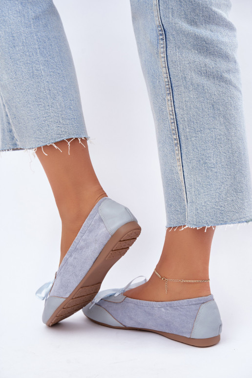 Blauwe sportieve ballerina's met stijlvolle details Peonia