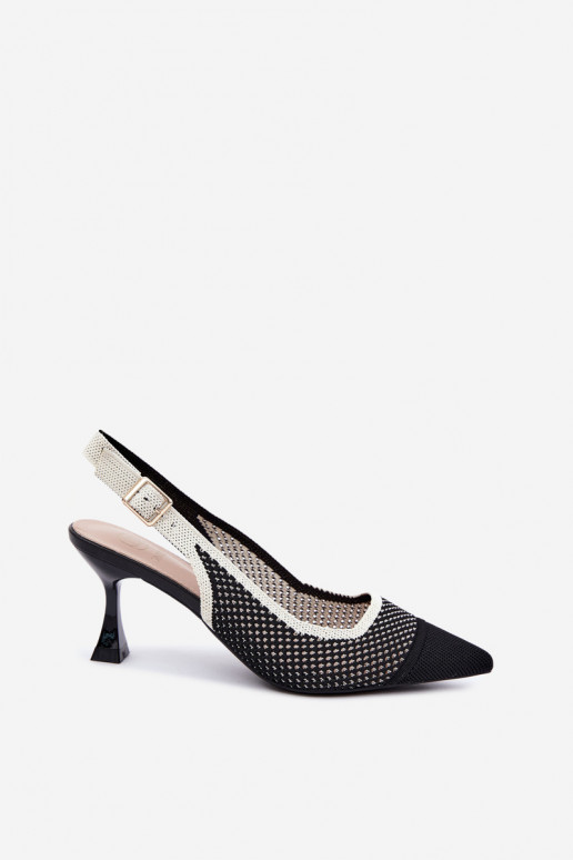 Sandales à talons hauts ajourées noires Evania