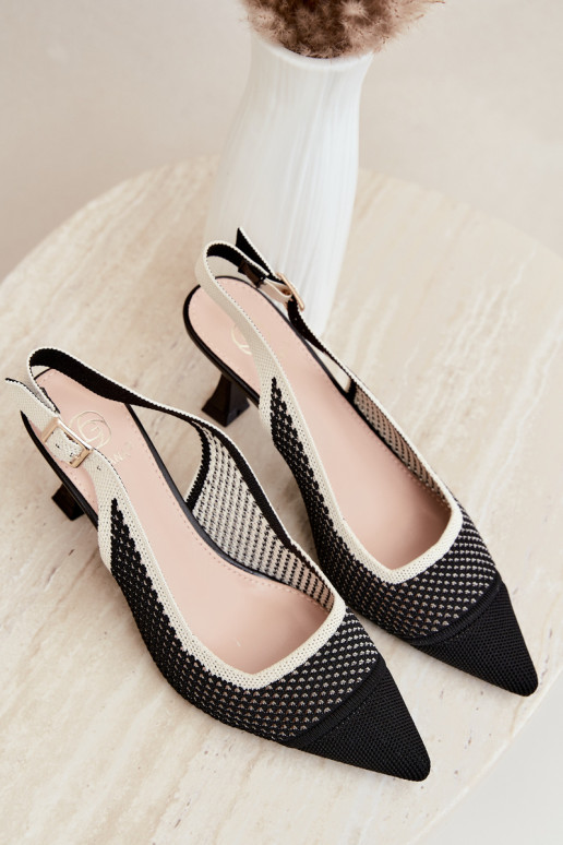 Sandales à talons hauts ajourées noires Evania